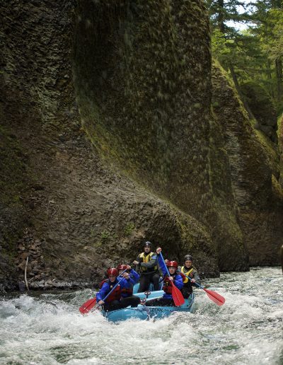 Group of four rafting down the lower gorge.
